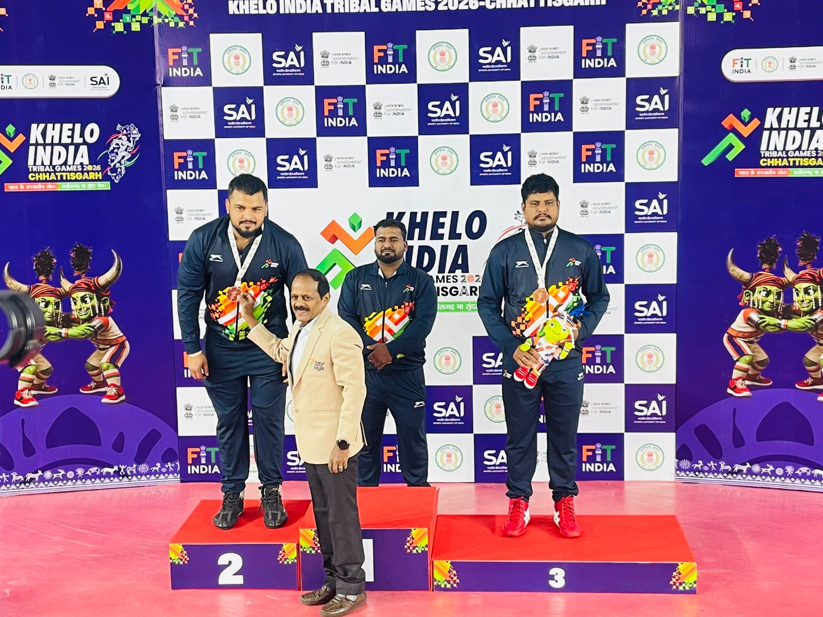 J&K Tribal Games runners-up trophy in Wrestling 